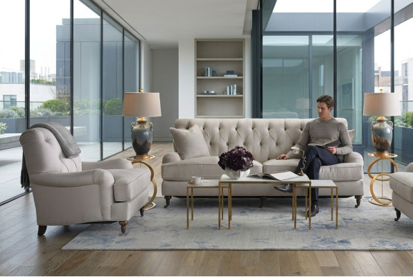 Chesterfield divano di lusso divano imbottiture tessuto set 3 + 1 posti divani