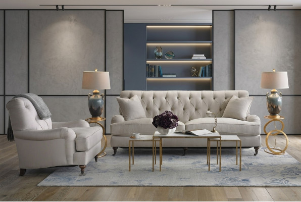 Chesterfield divano di lusso divano imbottiture tessuto set 3 + 1 posti divani