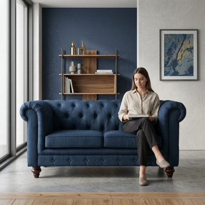 Mobili in stile inglese Chesterfield Divano a due posti Rosa Variopinto Giallo Blu Sofa