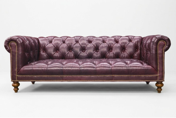 Chesterfield marrone divano a 3 posti in pelle divano imbottito mobile