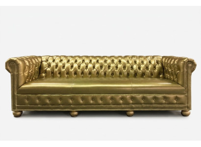 Chesterfield divano a 4 posti in pelle oro nuovo.