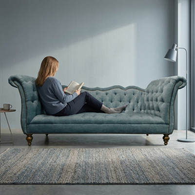 Divano di lusso inglese Chesterfield Chesterfield in tessuto colorato turchese Blu Verde Couchen