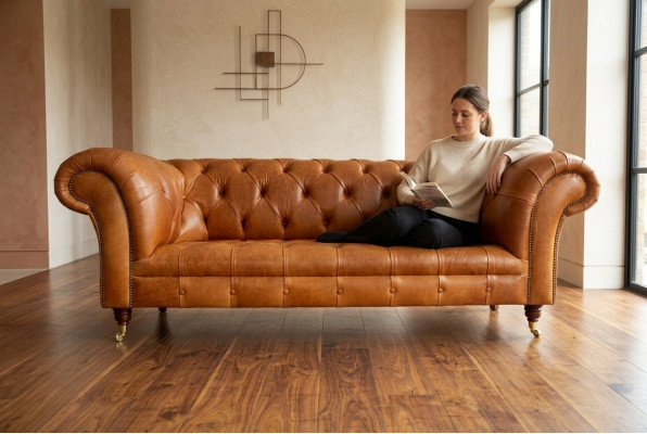 Divano Chesterfield in velluto a tre posti Design Divani Imbottiti Divani Sofà in Velluto 220cm.