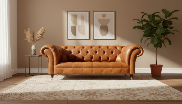 Divano Chesterfield in velluto a tre posti Design Divani Imbottiti Divani Sofà in Velluto 220cm.