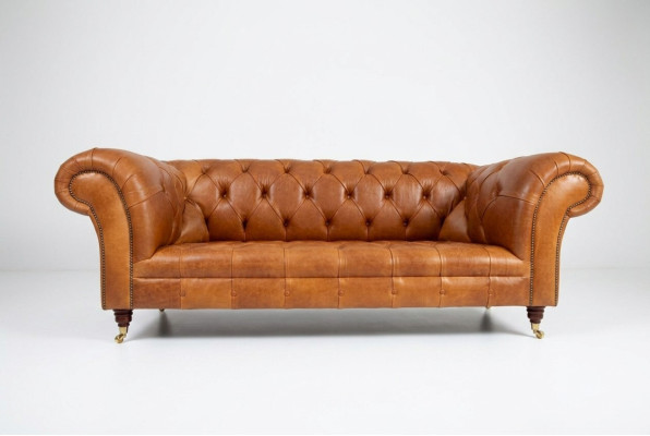 Divano Chesterfield in velluto a tre posti Design Divani Imbottiti Divani Sofà in Velluto 220cm.
