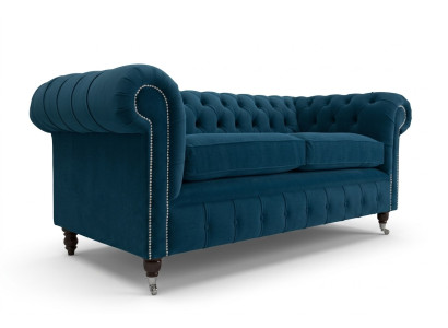 Blu lussuoso divano Chesterfield a tre posti 