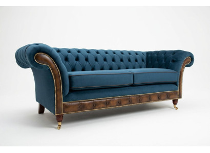 Divano in tessuto Chesterfield blu, divano, divani, divano, seduta, divani, imbottitura, tessuto, nuovo.