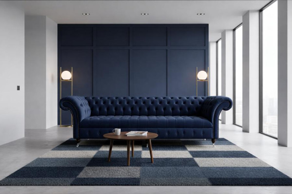 Divano Chesterfield in velluto a quattro posti Design Divani Divani imbottiti Divano in velluto 265cm