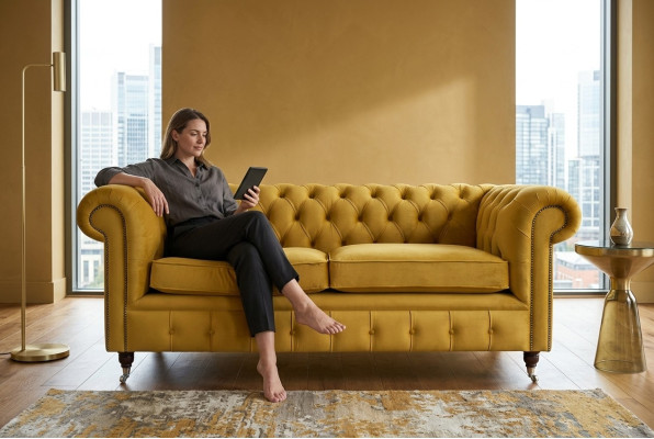 Chesterfield giallo due posti designer divano soggiorno.setColorway Couch.