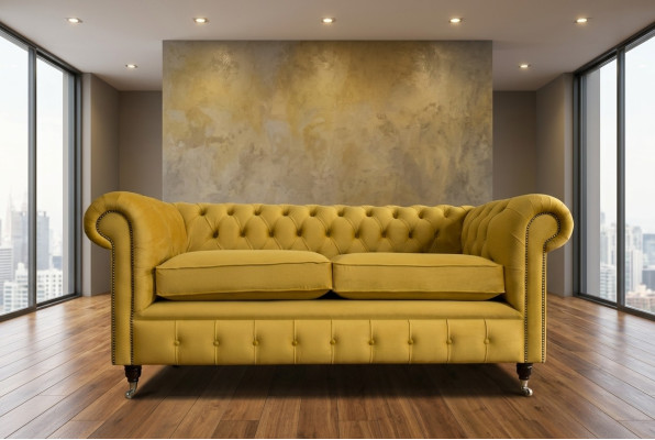 Chesterfield giallo due posti designer divano soggiorno.setColorway Couch.
