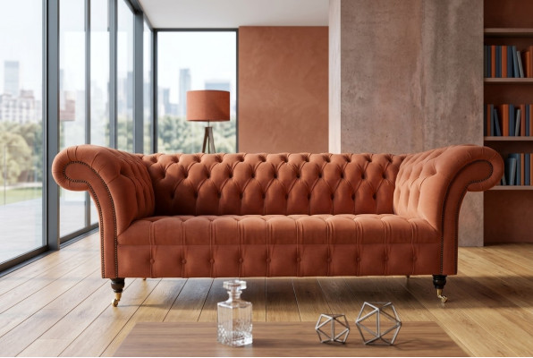 Lussuoso divano Chesterfield Chesterfield Chesterfield da 3 posti per soggiorno di design