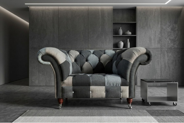 Grigio-blu Chesterfield poltrona di lusso monoposto mobili da designer