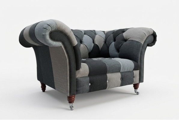 Grigio-blu Chesterfield poltrona di lusso monoposto mobili da designer