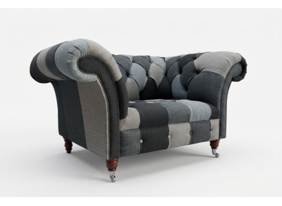 Grigio-blu Chesterfield poltrona di lusso monoposto mobili da designer