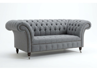 Chesterfield Original divano JVMoebel tessile divani grigio 185cm divano divani