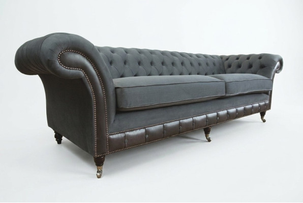Chesterfield classico divano 4 posti in velluto pelle nera design nuovo