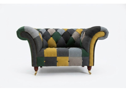 Divano Chesterfield monoposto colorato, poltrona moderna da soggiorno.