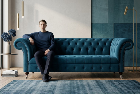 divano grande Chesterfield divano divano imbottito divano design divani velluto tessuto pelle nuovo