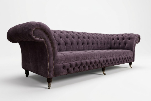 Sofà Chesterfield classico 4 posti Divani imbottiti in pelle marrone Design