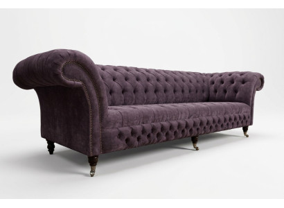 Sofà Chesterfield classico 4 posti Divani imbottiti in pelle marrone Design