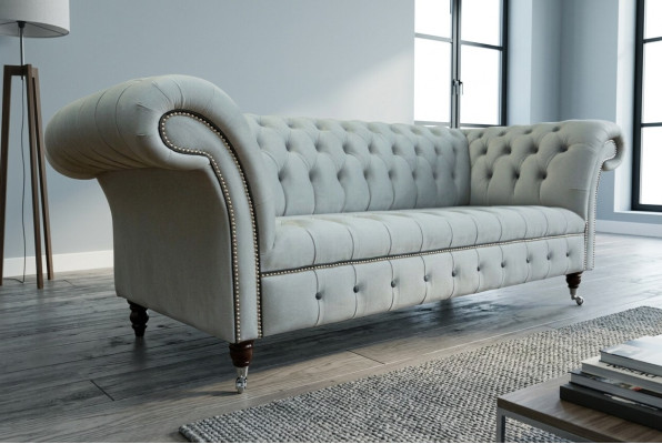 Chesterfield Divano Set 3+2 Posti in Velluto Velluto Design Sofà