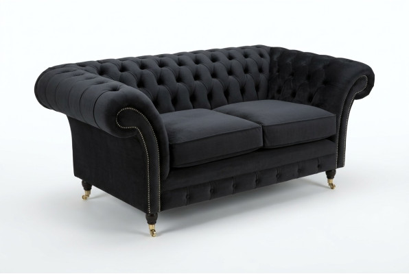 Divano originale Chesterfield JVMoebel in tessuto grigio 185 cm.