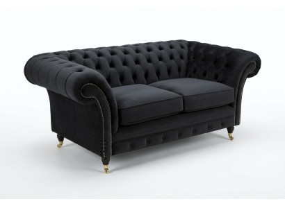 Divano originale Chesterfield JVMoebel in tessuto grigio 185 cm.