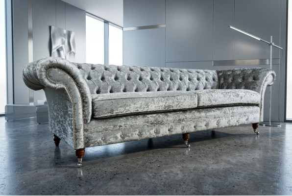 Chesterfield divano grigio a quattro posti design divano a 4 posti