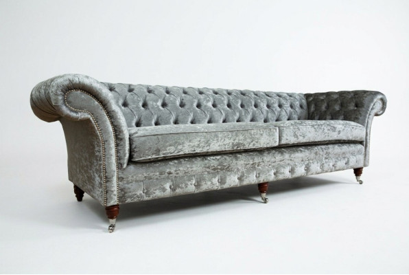 Chesterfield divano grigio a quattro posti design divano a 4 posti