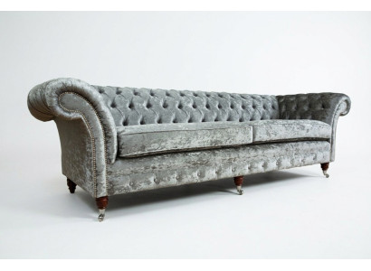 Chesterfield divano grigio a quattro posti design divano a 4 posti