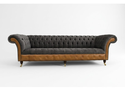 Grigio-marrone Chesterfield divano designer 4 posti Divani di lusso