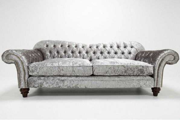 Classico divano Chesterfield 4 posti in velluto e pelle grigi 240cm di design