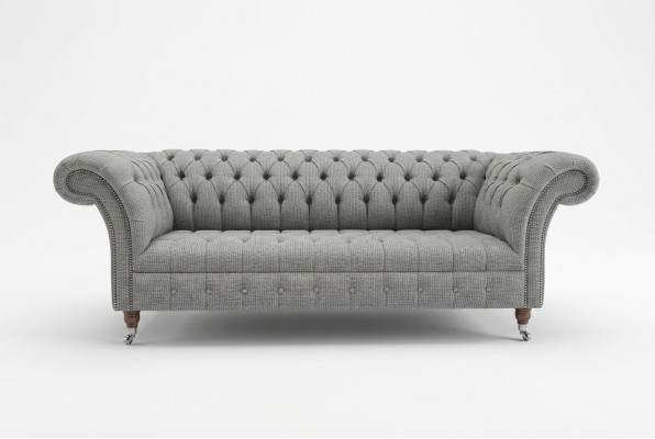 Soggiorno Divano Chesterfield Design Tessile Divani Divano a tre posti Grigio Couch