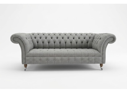Soggiorno Divano Chesterfield Design Tessile Divani Divano a tre posti Grigio Couch