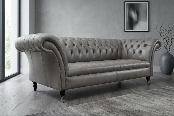 Grigio Chesterfield tre posti Divano esclusivo per il soggiorno