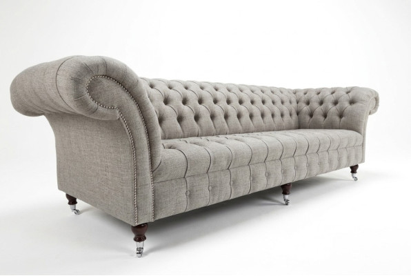 Divano in tessuto in stile Chesterfield, divani grandi xxl, seduta di 265 cm.
