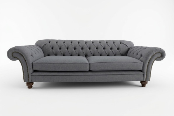 Divano moderno Chesterfield divano 4 posti in velluto pelle design grigio