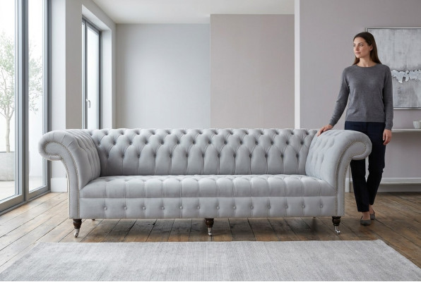 Divano in tessuto Stoff Couch Chesterfield grandi divani divani xxl sedili imbottiti 265cm.