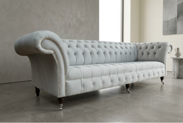 Divano in tessuto Stoff Couch Chesterfield grandi divani divani xxl sedili imbottiti 265cm.