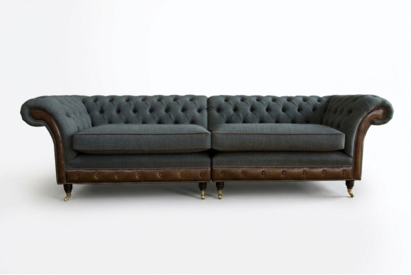 Divano Chesterfield Sofa Couch Divani imbottiti Divani a quattro posti in tessuto 265 cm cuscino del sedile