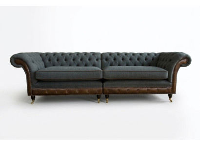 Divano Chesterfield Sofa Couch Divani imbottiti Divani a quattro posti in tessuto 265 cm cuscino del sedile