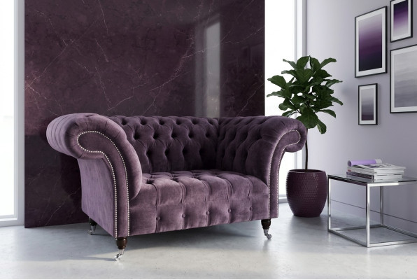 Chesterfield poltrona divano imbottito divano divani 1,5 posti singolo viola tessile