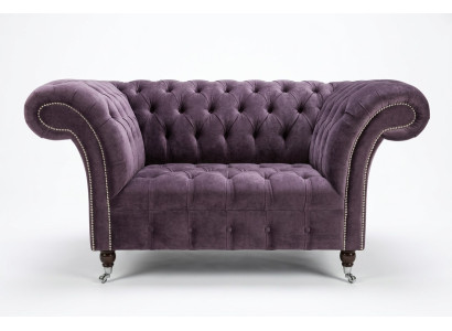Chesterfield poltrona divano imbottito divano divani 1,5 posti singolo viola tessile