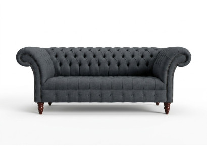 Sofà in tessuto grigio Chesterfield grigio a 3 posti Divano soggiorno di lusso