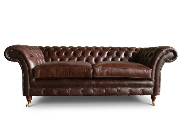 Marrone divano Chesterfield di lusso a 3 posti moderno per soggiorno