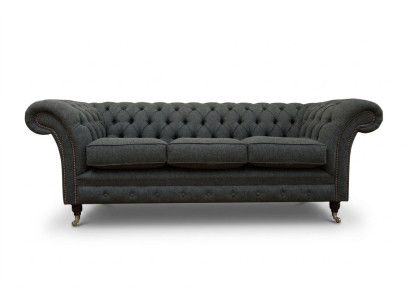 Divano imbottito Chesterfield nero Designer 3 posti soggiorno.
