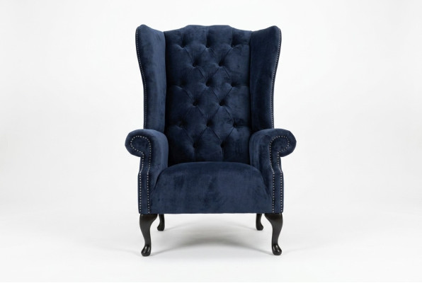 Poltrona blu Chesterfield divano divano imbottito 1 posto poltrona divani tessuto