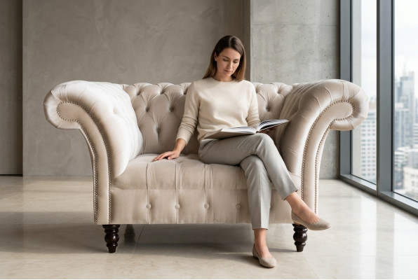 Chesterfield Divano Couch Set di sedili 1,5 posti Sofà Classico Singolo