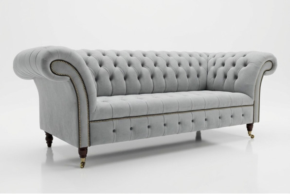 Divano Chesterfield bianco di design a tre posti - Moderno divano a tre posti.