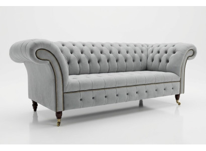 Divano Chesterfield bianco di design a tre posti - Moderno divano a tre posti.
